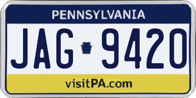 PA license plate JAG9420