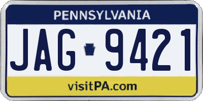 PA license plate JAG9421