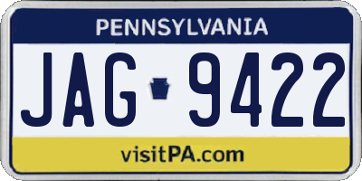 PA license plate JAG9422