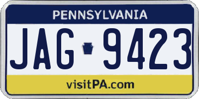 PA license plate JAG9423