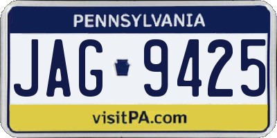 PA license plate JAG9425