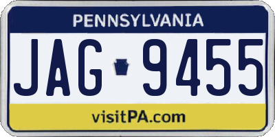 PA license plate JAG9455