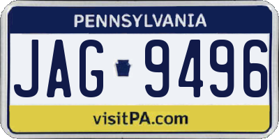 PA license plate JAG9496