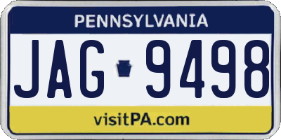 PA license plate JAG9498