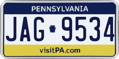 PA license plate JAG9534