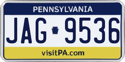 PA license plate JAG9536