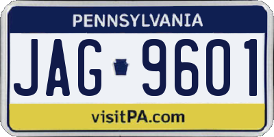 PA license plate JAG9601
