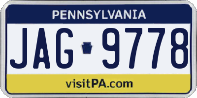 PA license plate JAG9778
