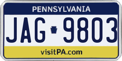 PA license plate JAG9803