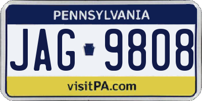 PA license plate JAG9808