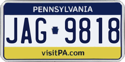 PA license plate JAG9818