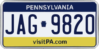 PA license plate JAG9820
