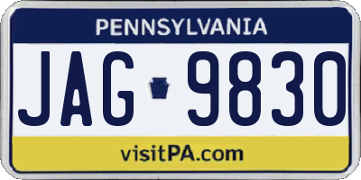 PA license plate JAG9830