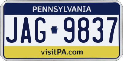 PA license plate JAG9837