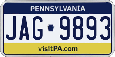 PA license plate JAG9893