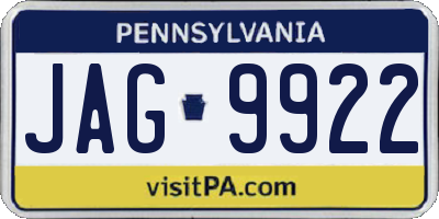 PA license plate JAG9922