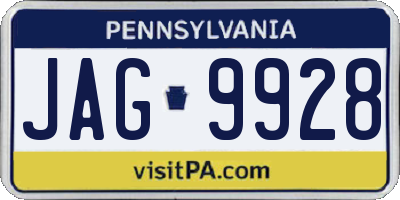 PA license plate JAG9928