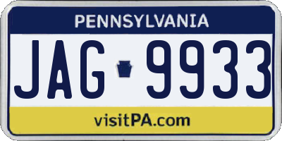 PA license plate JAG9933