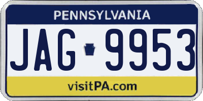 PA license plate JAG9953