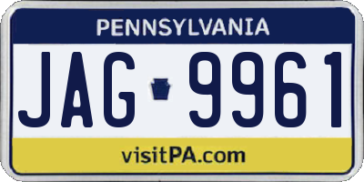 PA license plate JAG9961