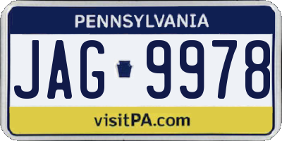 PA license plate JAG9978