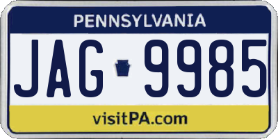 PA license plate JAG9985