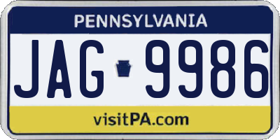 PA license plate JAG9986