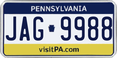 PA license plate JAG9988