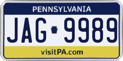 PA license plate JAG9989