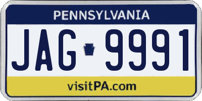 PA license plate JAG9991