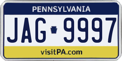 PA license plate JAG9997