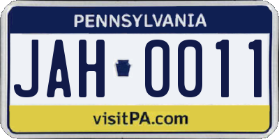PA license plate JAH0011