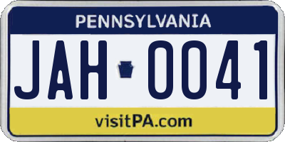 PA license plate JAH0041