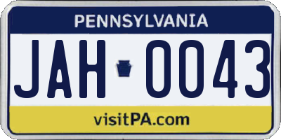 PA license plate JAH0043