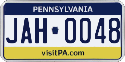PA license plate JAH0048