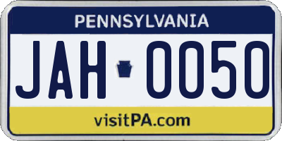 PA license plate JAH0050