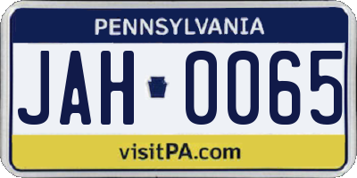PA license plate JAH0065