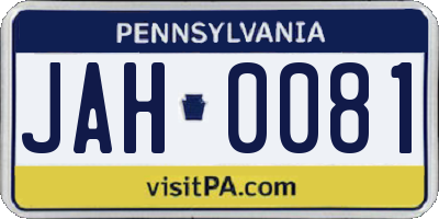 PA license plate JAH0081
