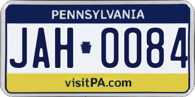 PA license plate JAH0084