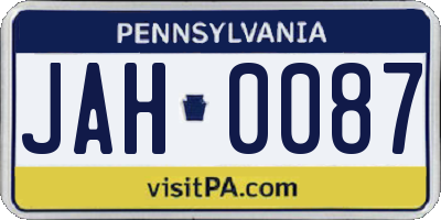 PA license plate JAH0087