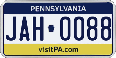 PA license plate JAH0088