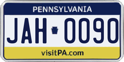 PA license plate JAH0090