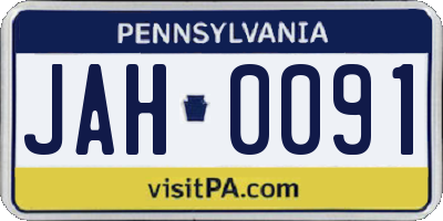 PA license plate JAH0091