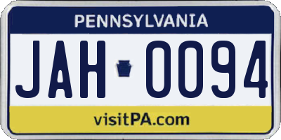 PA license plate JAH0094