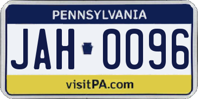 PA license plate JAH0096