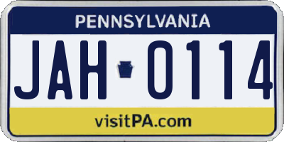 PA license plate JAH0114