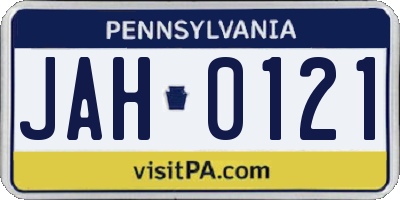 PA license plate JAH0121