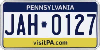 PA license plate JAH0127