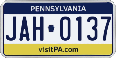 PA license plate JAH0137