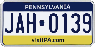 PA license plate JAH0139